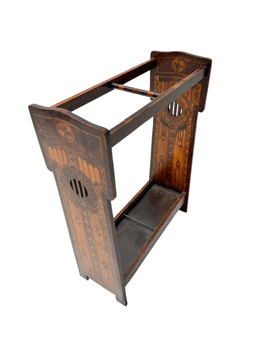 Aesthetic Movement Umbrella Stand, Hand-Painted Fruitwood, 1890s